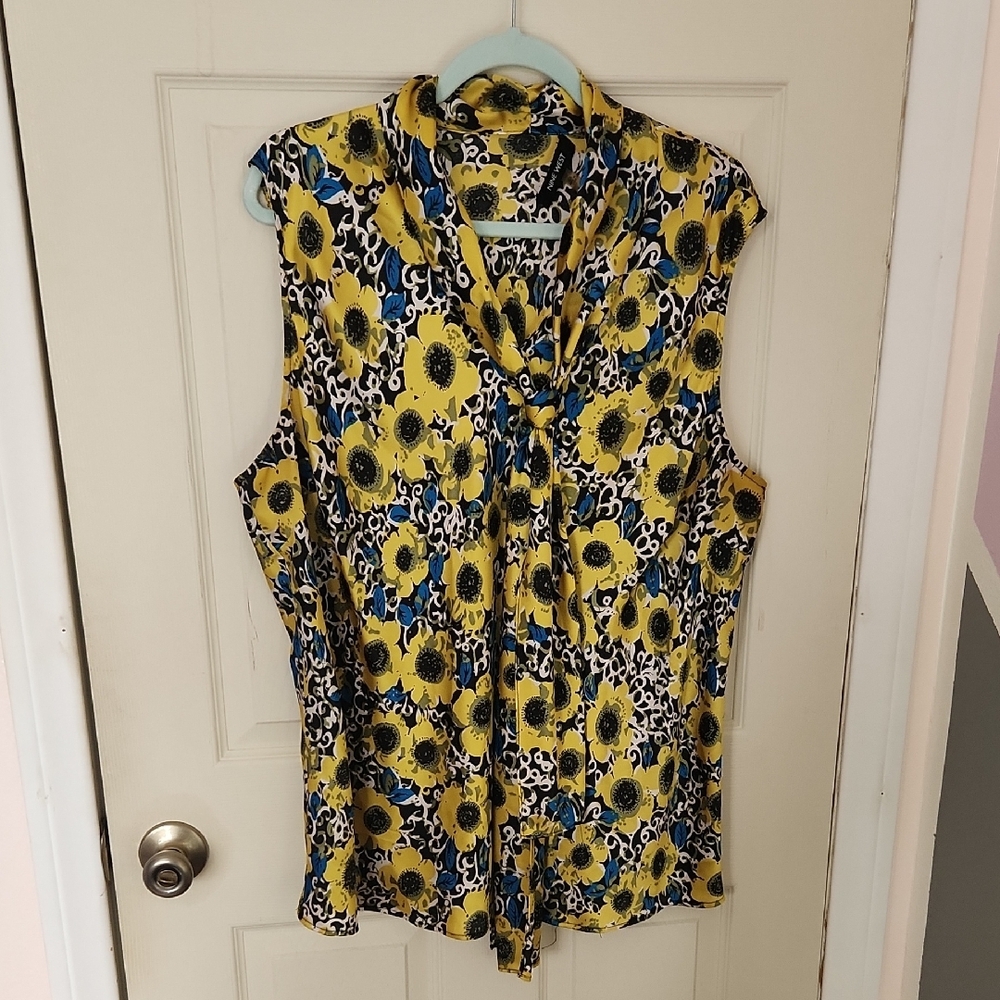 Floral Sleeveless Top - Yellow and Black
